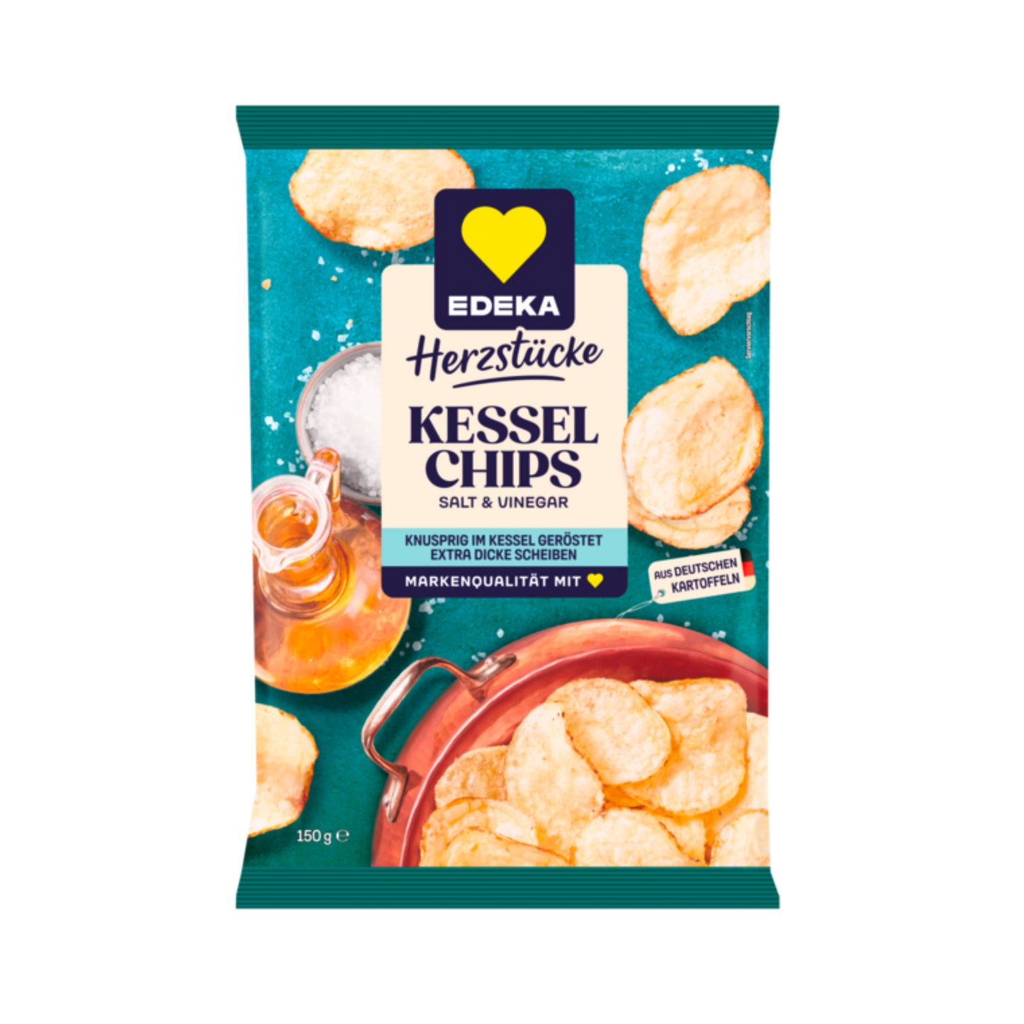 EDEKA Herzstücke Kesselchips Salt&Vinegar 150g