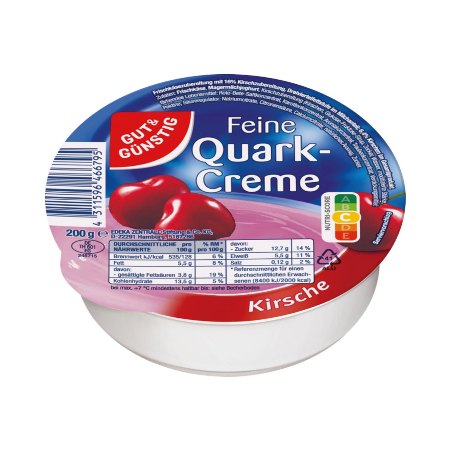 GUT&GÜNSTIG Feine Quarkcreme Kirsche 200g