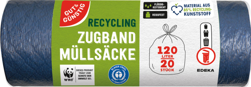 GUT&GÜNSTIG Müllsäcke mit Zugband recycelt 120l 20ST