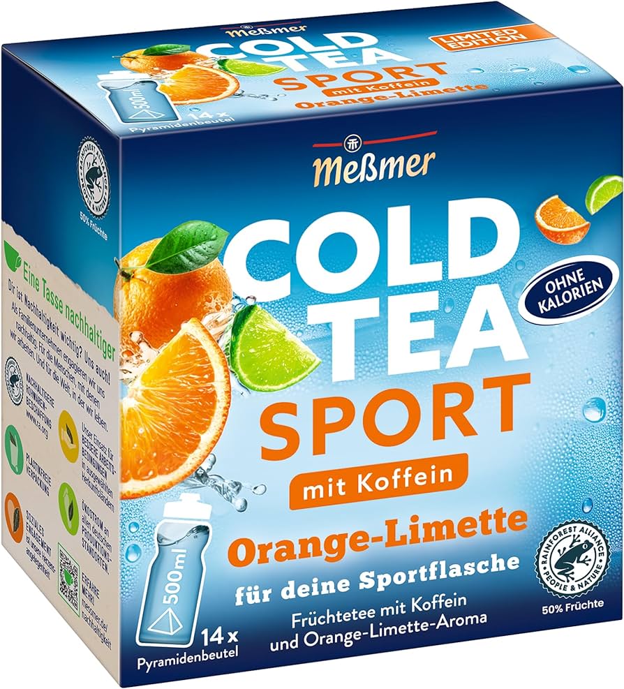 Meßmer Cold Tea Sport Orange-Limette mit Koffein 14ST 38,5g