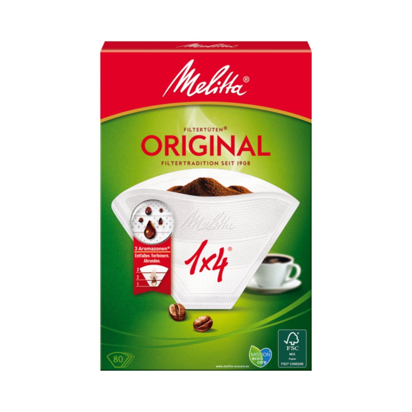 Melitta Aroma Filtertüten weiß Gr.1x4 80ST