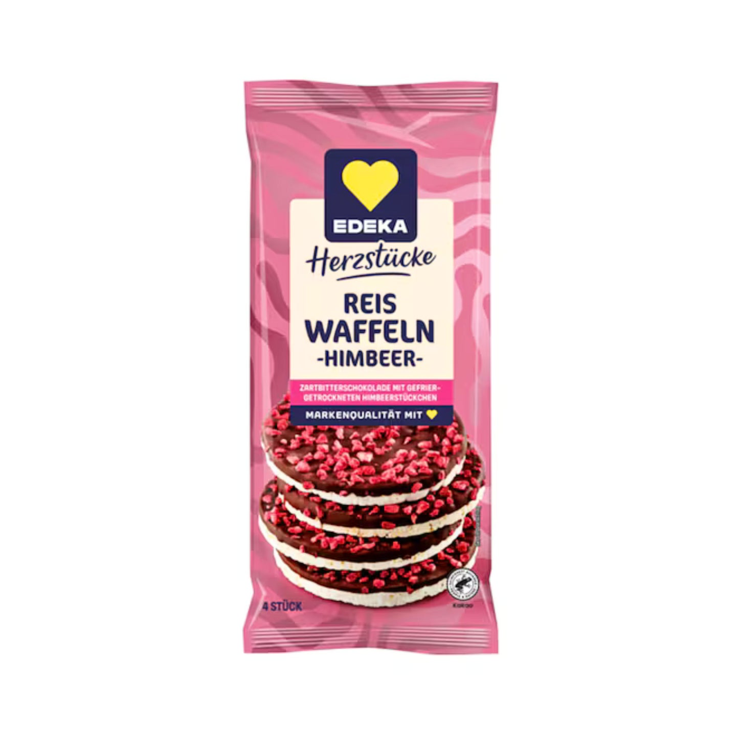 EDEKA Herzstücke Reiswaffel dunkle Schokolade mit Himbeerstücken 64g