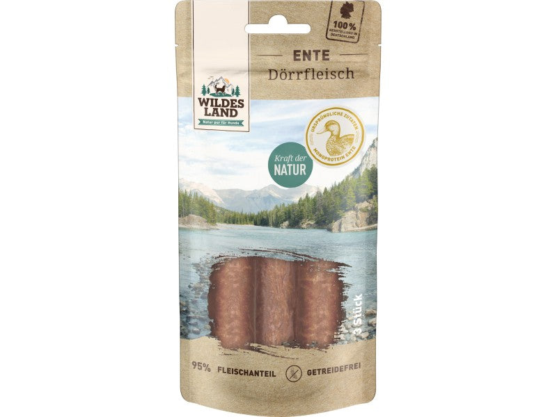 Wildes Land Hunde Snack Enten Dörrfleisch 3ST 65g