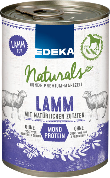 EDEKA Herzstücke Naturals Monoprotein Lamm für Hunde 400g