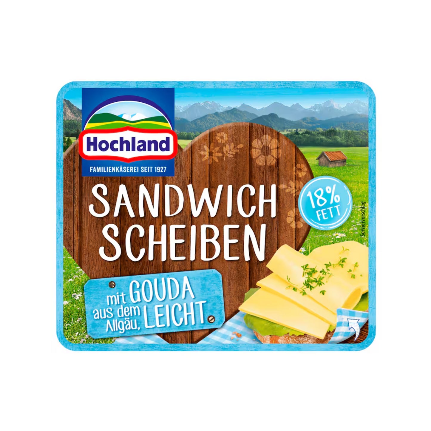 Hochland Sandwich Scheiben Gouda 18% absolut 35% Dreiviertelfettstufe 150g