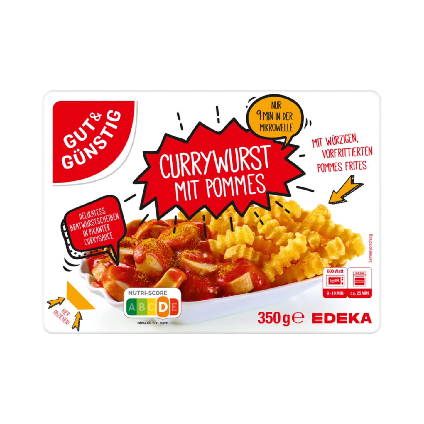 GUT&GÜNSTIG Currywurst mit Pommes 350g