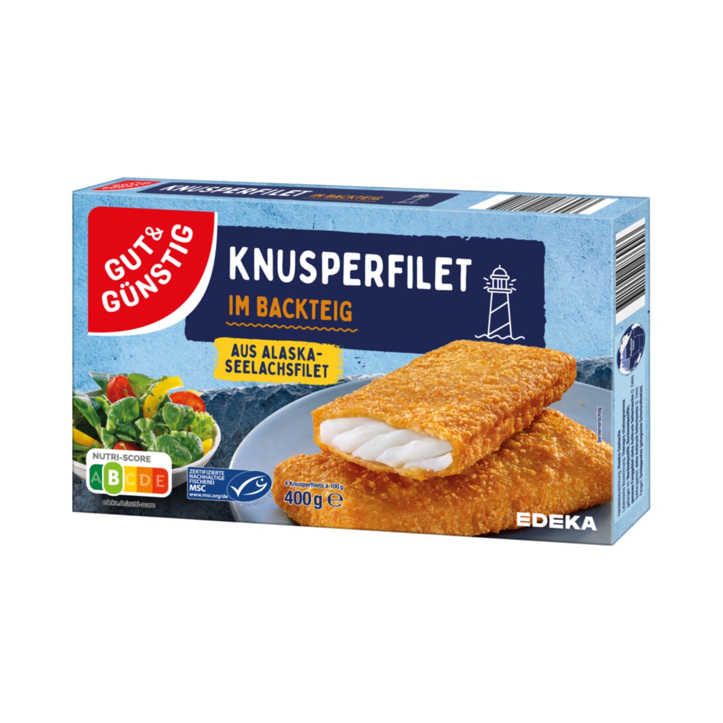 MSC GUT&GÜNSTIG Knusperfilets aus Seelachsfilet im Backteig 400g