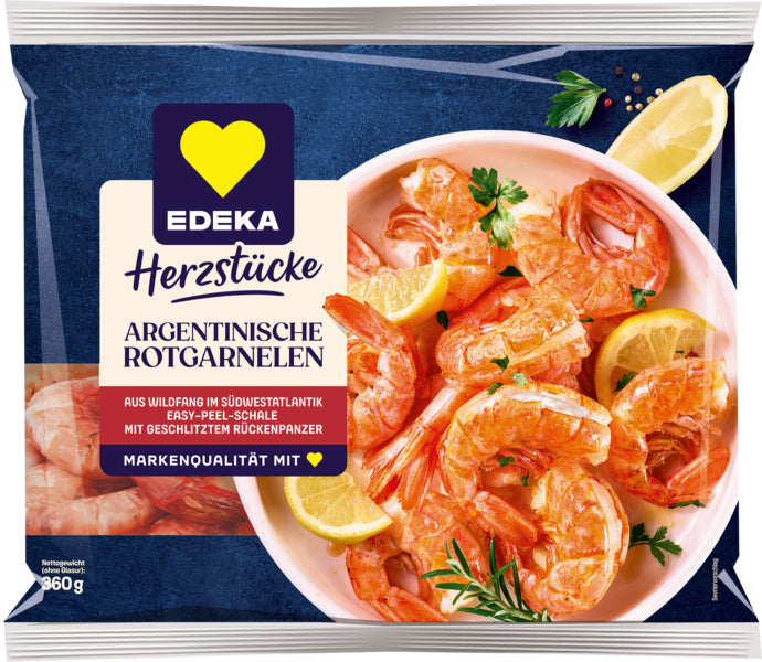 EDEKA Herzstücke Argentinische Rotgarnelen ohne Kopf mit Schale 360g