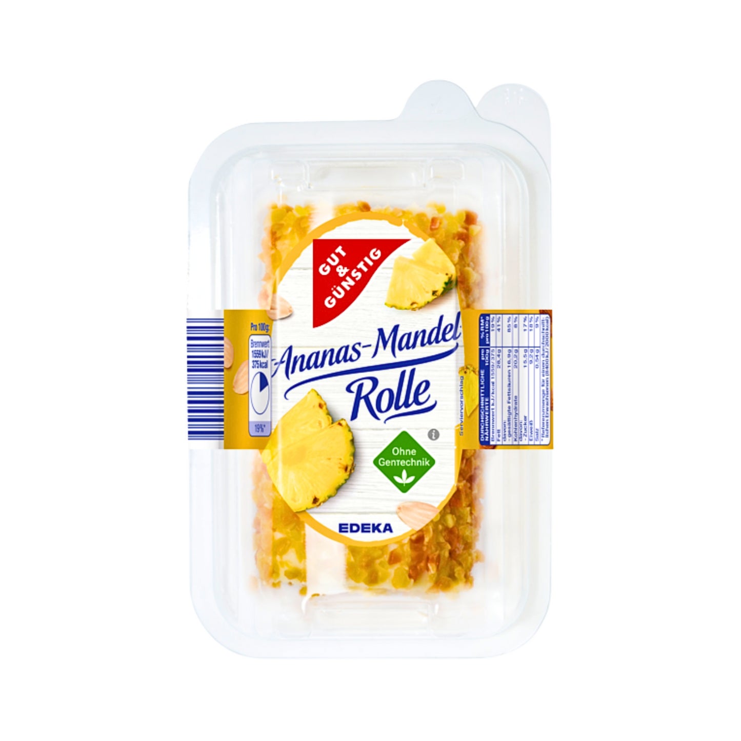 GUT&GÜNSTIG Ananas Mandel Frischkäse Rolle Doppelrahmstufe 100g VLOG