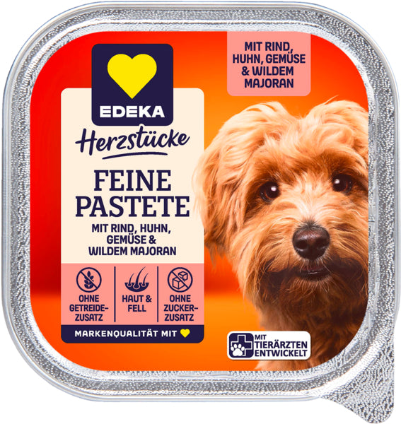 EDEKA Herzstücke Feine Pastete Rind,Huhn,wilder Majoran&Gemüse 150g