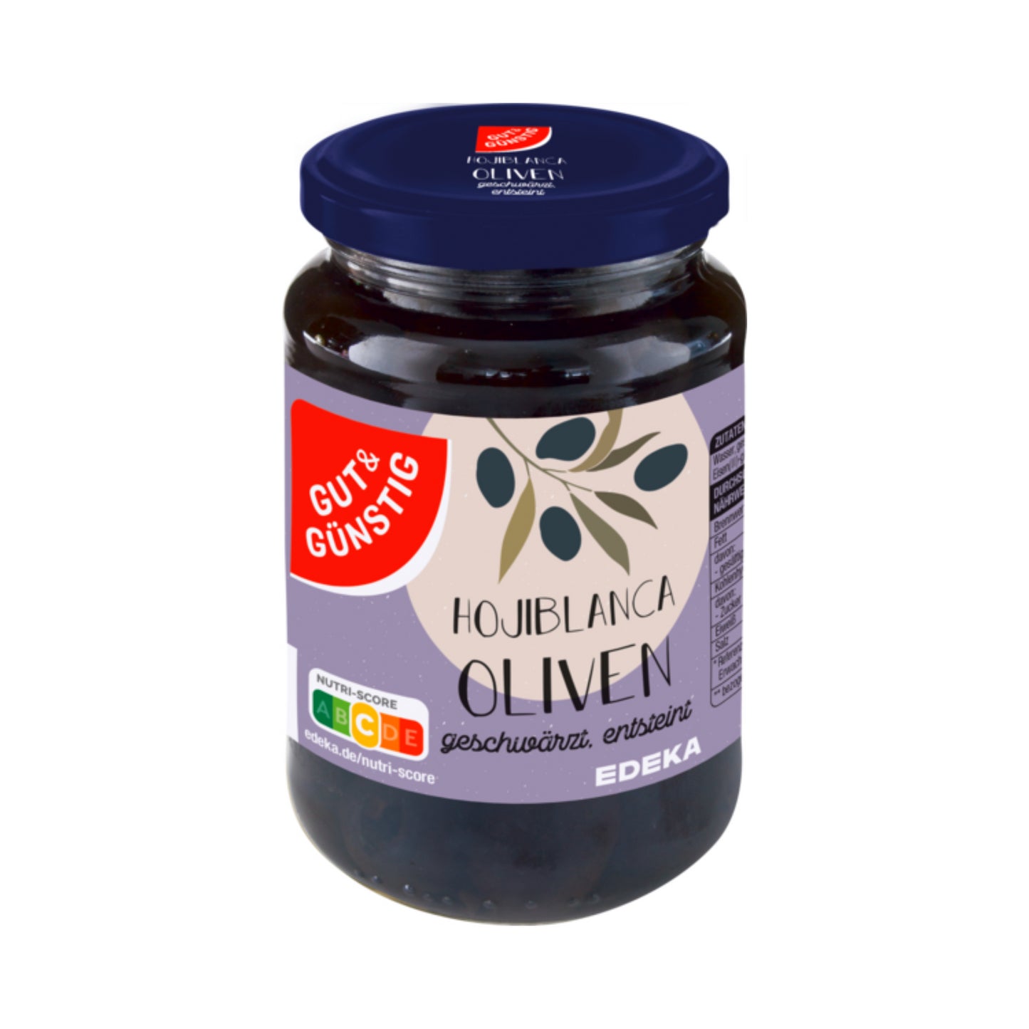 GUT&GÜNSTIG Hojiblanca Oliven geschwärzt, entsteint 340g