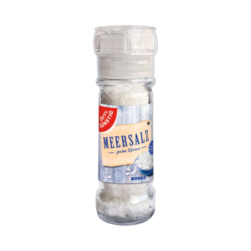 GUT&GÜNSTIG Meersalz grobe Körner mit verstellbarer Einweg Mühle 110g