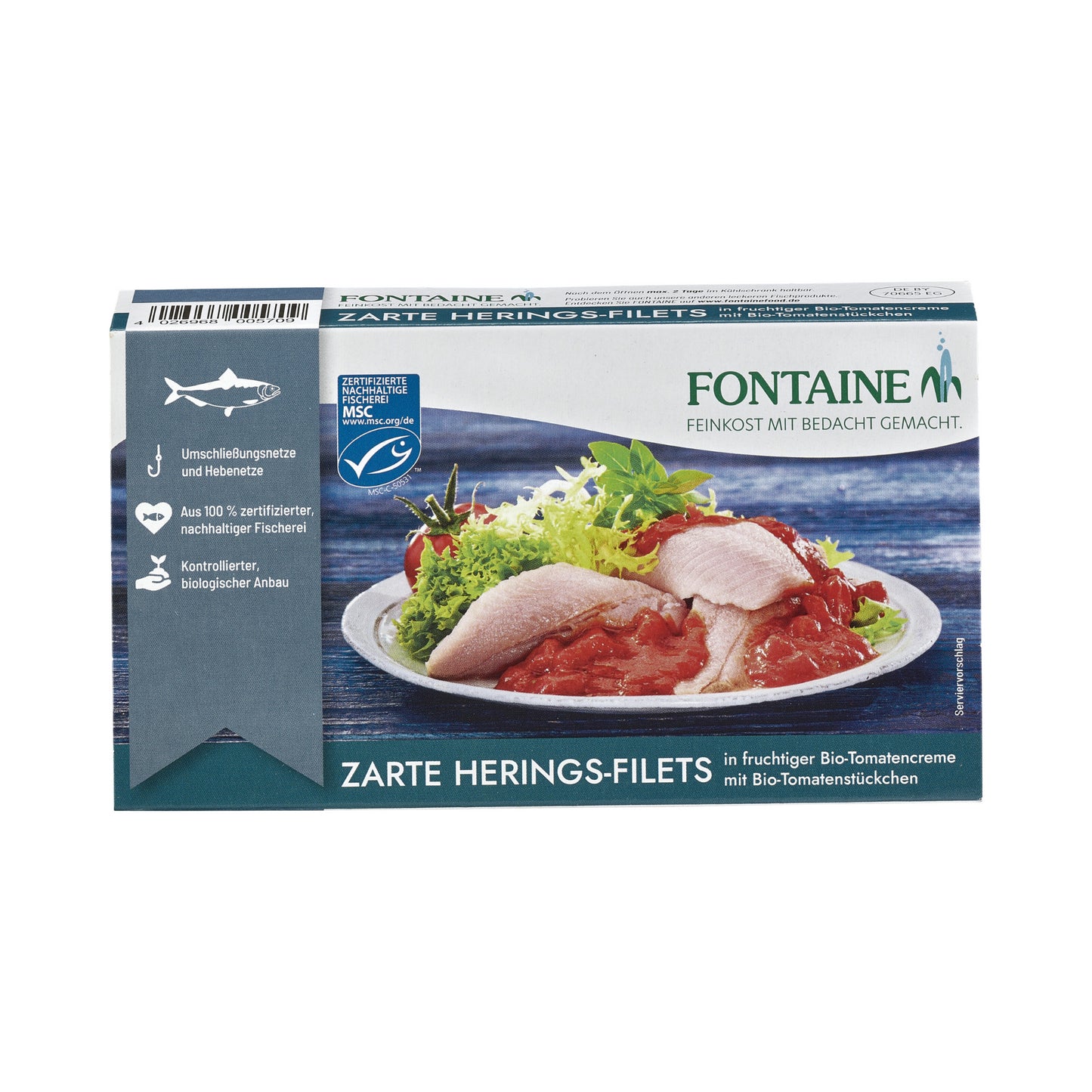 MSC Fontaine Heringsfilet in Bio-Tomatencreme 200g
