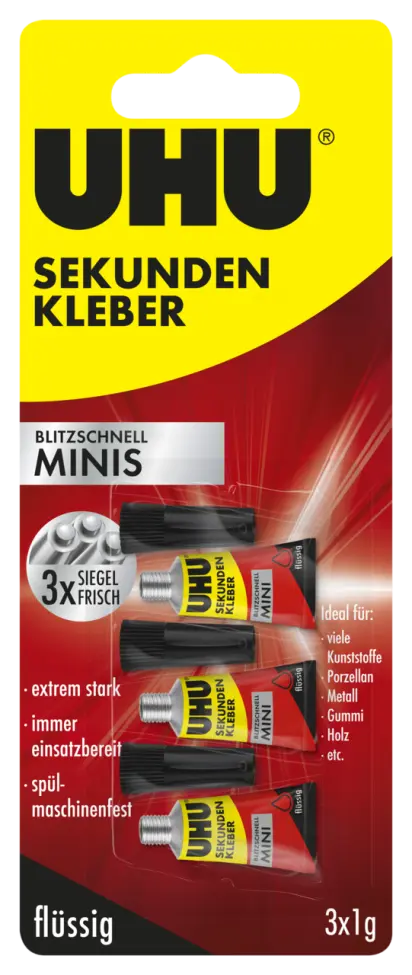UHU Sekundenkleber blitzschnell mini 3x1g