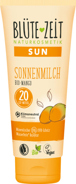 BLÜTEZEIT Wasserfeste Sonnenmilch Bio Mango LSF 20 200ml