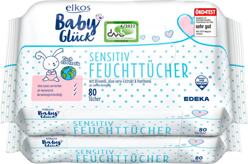 EDEKA elkos Baby Glück Babytücher Sensitive 2x80ST