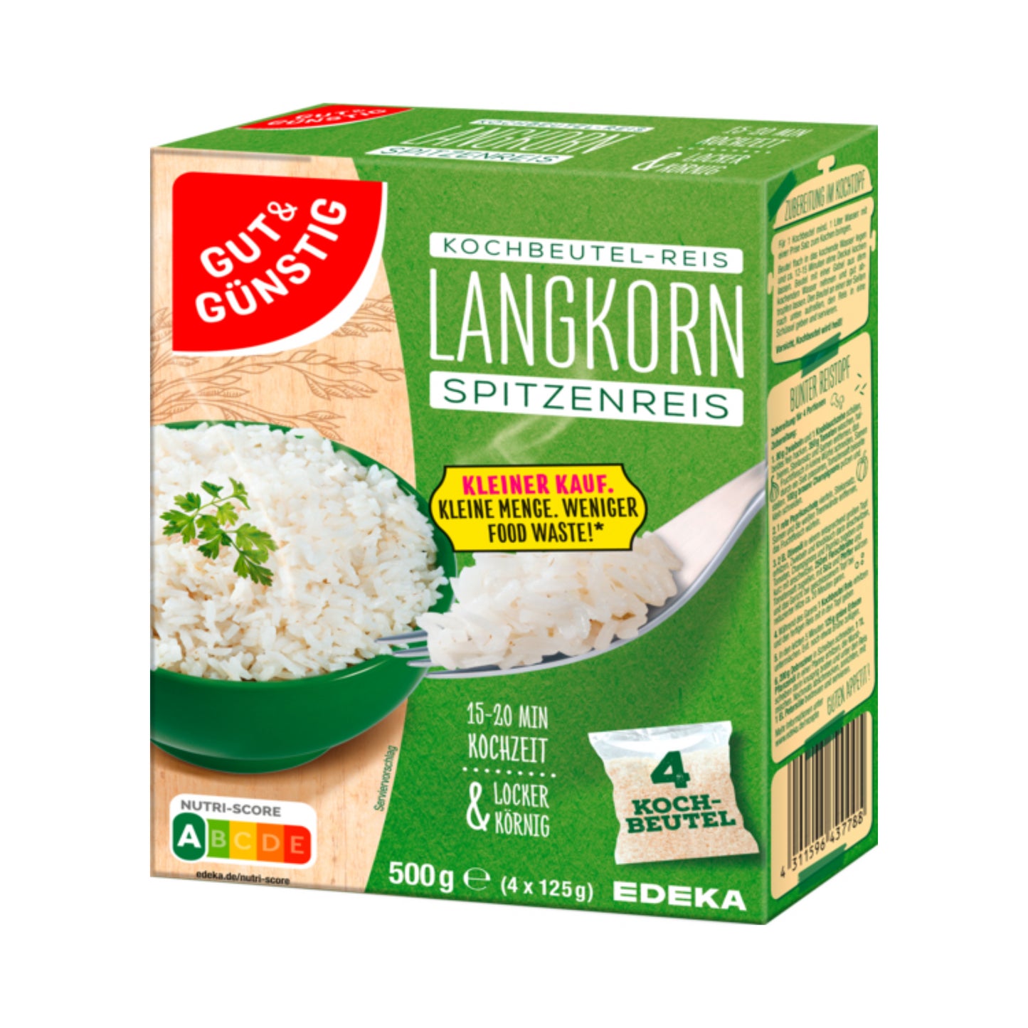 GUT&GÜNSTIG Langkorn-Spitzenreis Kochbeutel 500g