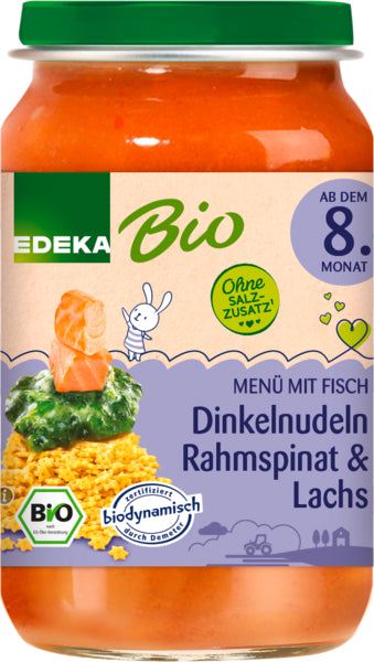 Demeter EDEKA Dinkelnudeln Rahmspinat & Lachs ab dem 8.Monat 220g