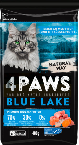 MSC 4Paws blue lake reich an Hühnchen und MSC Fisch mit Süsskartoffel 400g