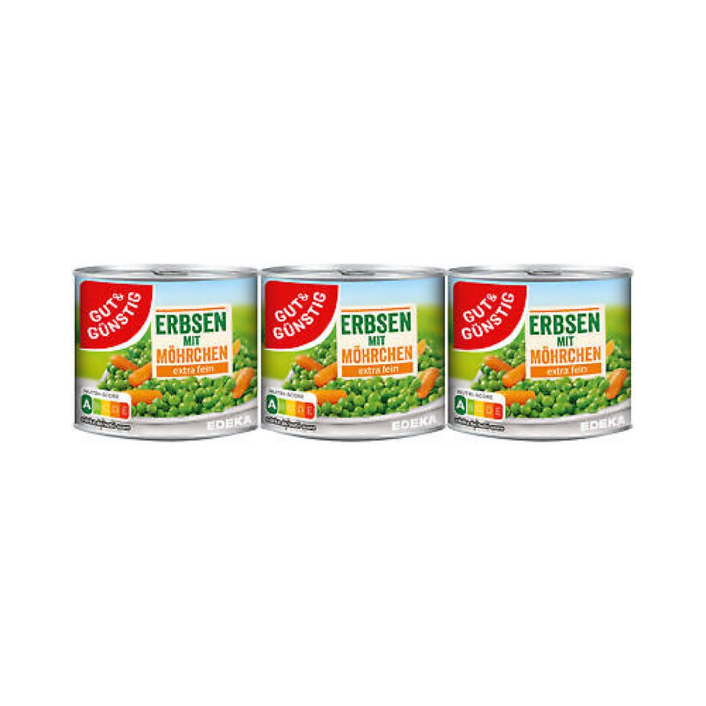 GUT&GÜNSTIG Junge Erbsen mit Möhrchen extra fein 3x200g