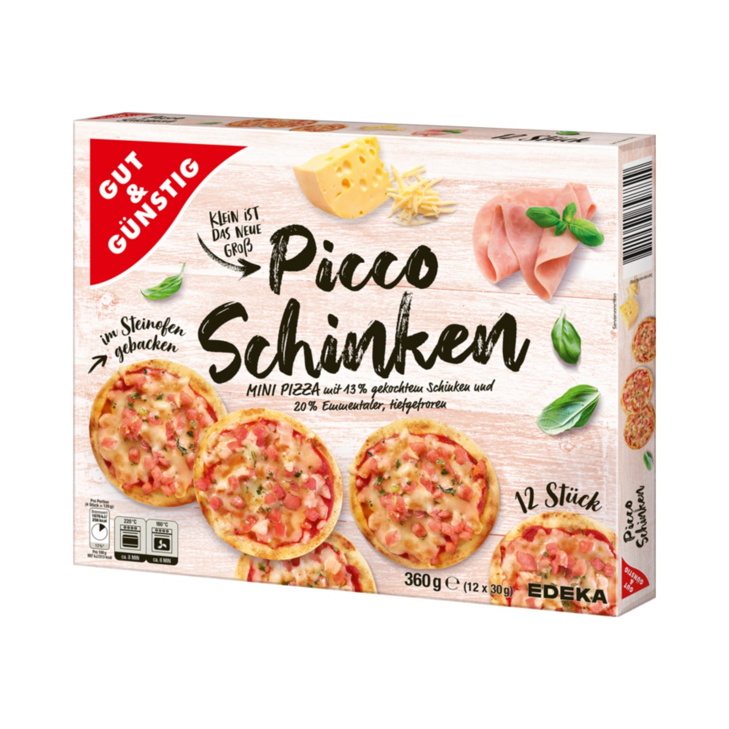GUT&GÜNSTIG Mini Pizza Schinken 12x30g