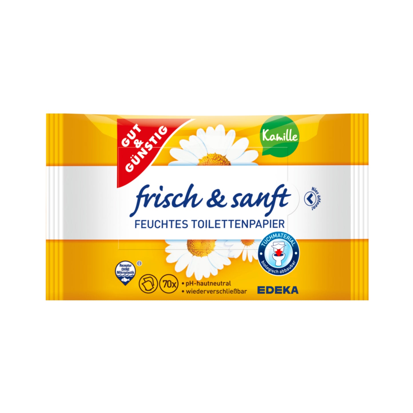 GUT&GÜNSTIG feuchtes Toilettenpapier Kamille Doppelpack 2x70Stück