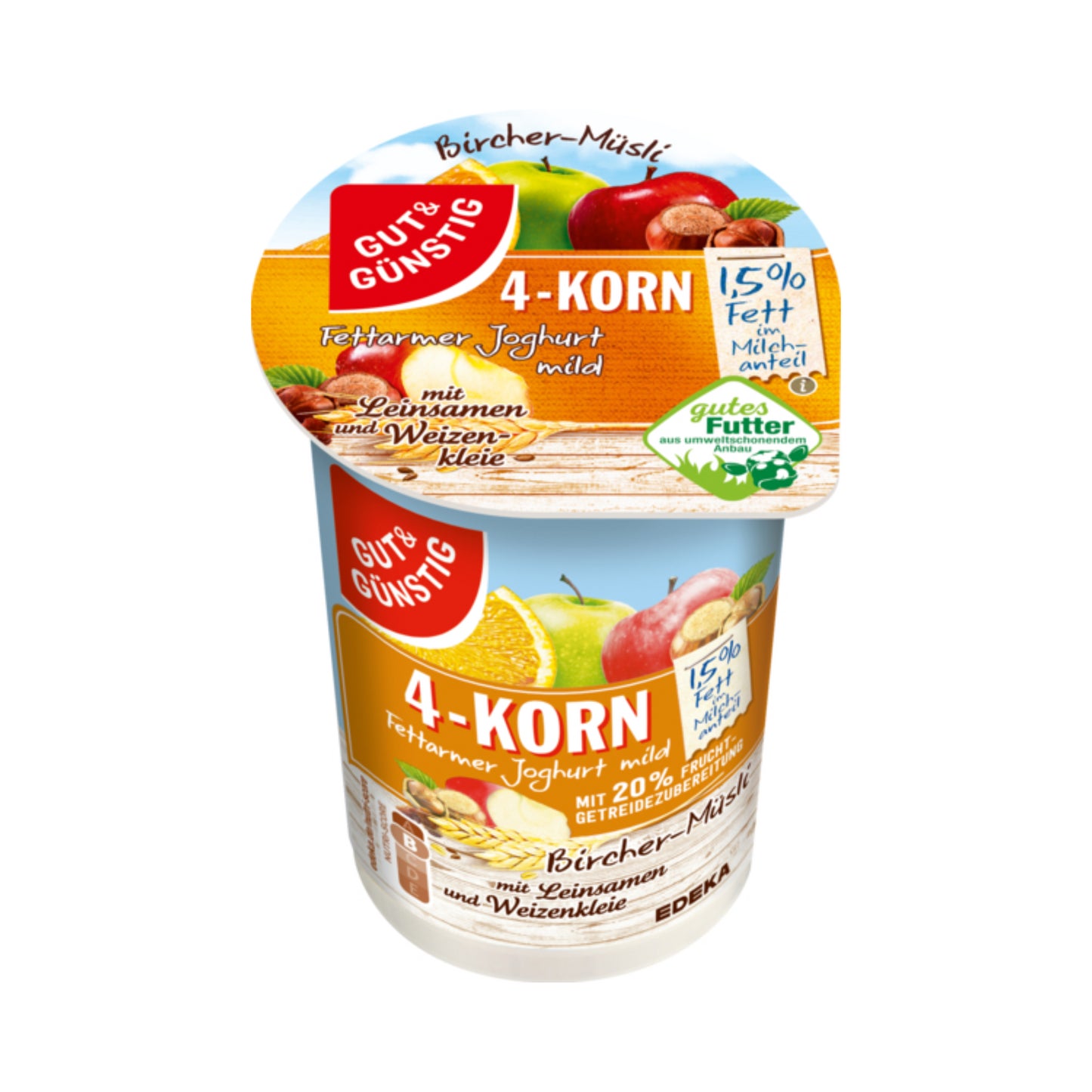 GUT&GÜNSTIG 4-Korn Fruchtjoghurt Birchermüsli 1,5% 250g