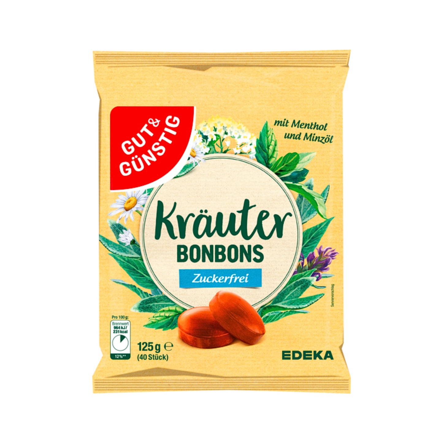 GUT&GÜNSTIG Kräuter Bonbons zuckerfrei 125g