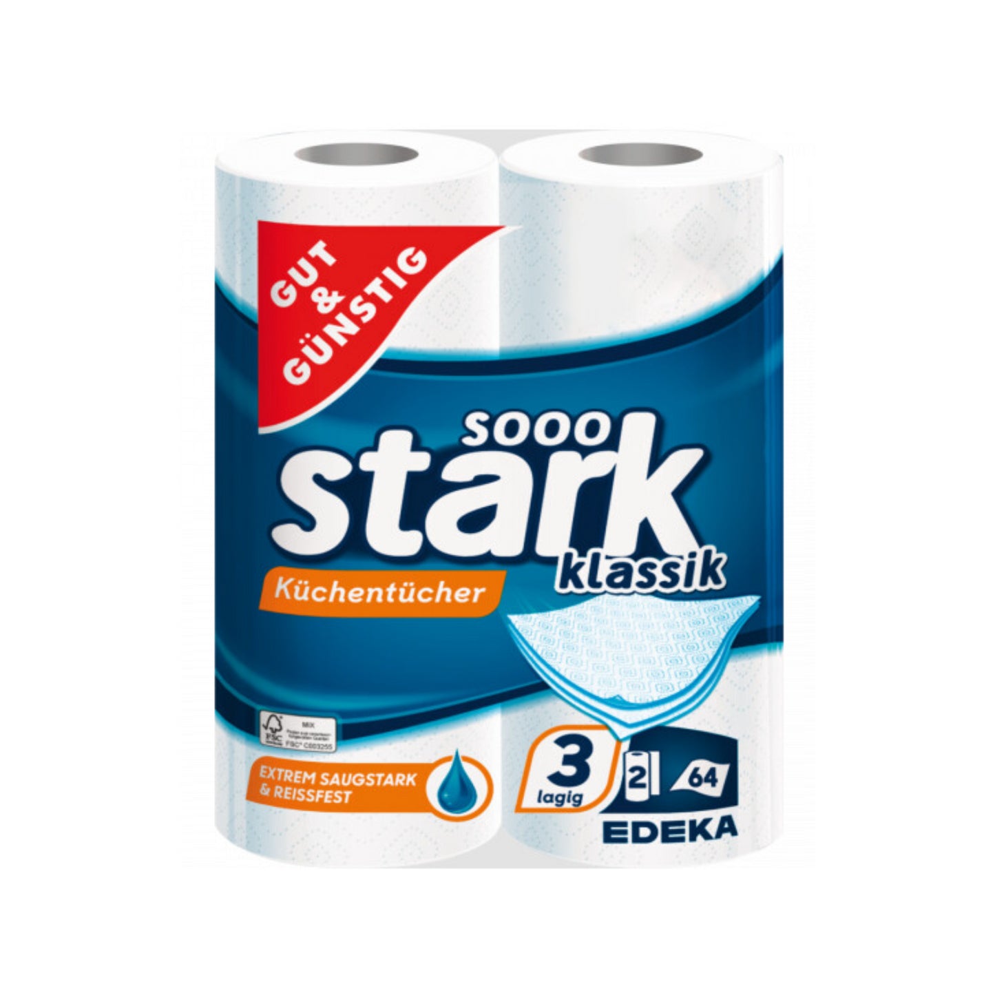 GUT&GÜNSTIG Küchentücher 3-lagig 2x64BL