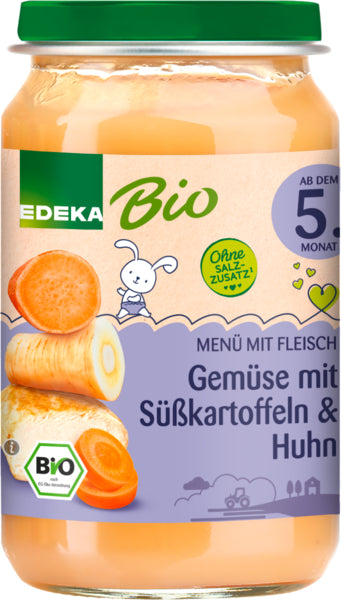 Bio EDEKA Gemüse mit Süßkartoffeln und Huhn ab dem 5.Monat 190g