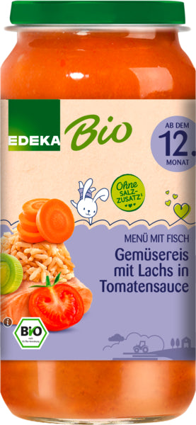 Bio EDEKA Gemüsereis mit Tomatensauce und Bio Lachs ab dem 12.Monat 250g