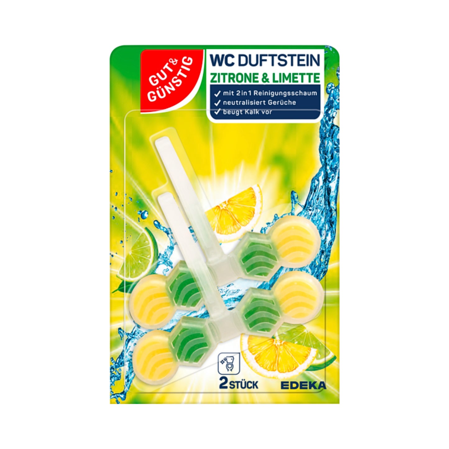 GUT&GÜNSTIG WC Duftsteine Lemon 2x48g