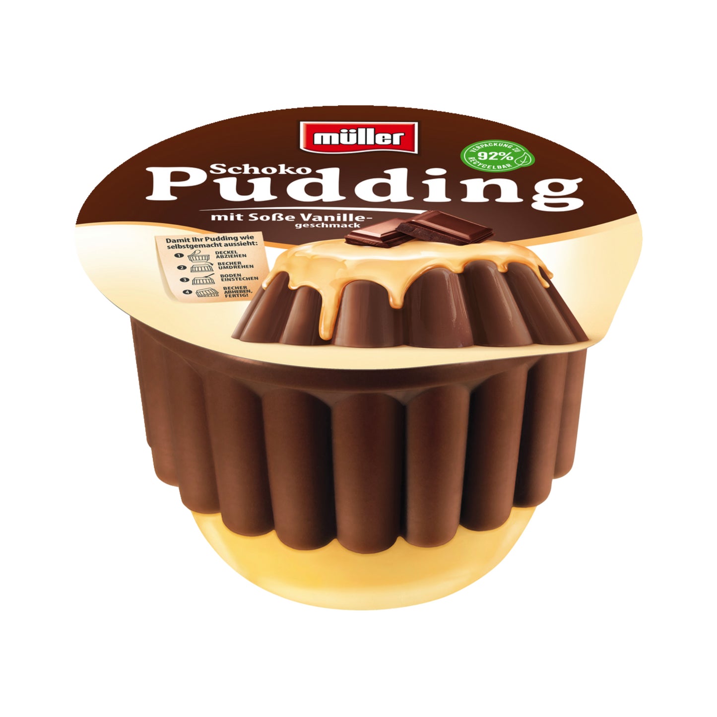 Müller Pudding Schoko+Vanille 450g