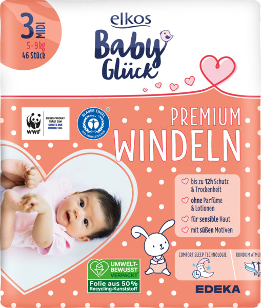 EDEKA elkos Baby Glück Windeln Gr.3 Midi 46ST