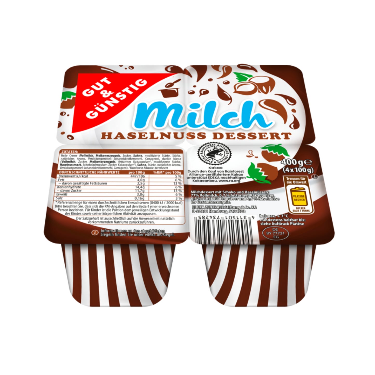 GUT&GÜNSTIG Dessert Milchcreme 4x100g