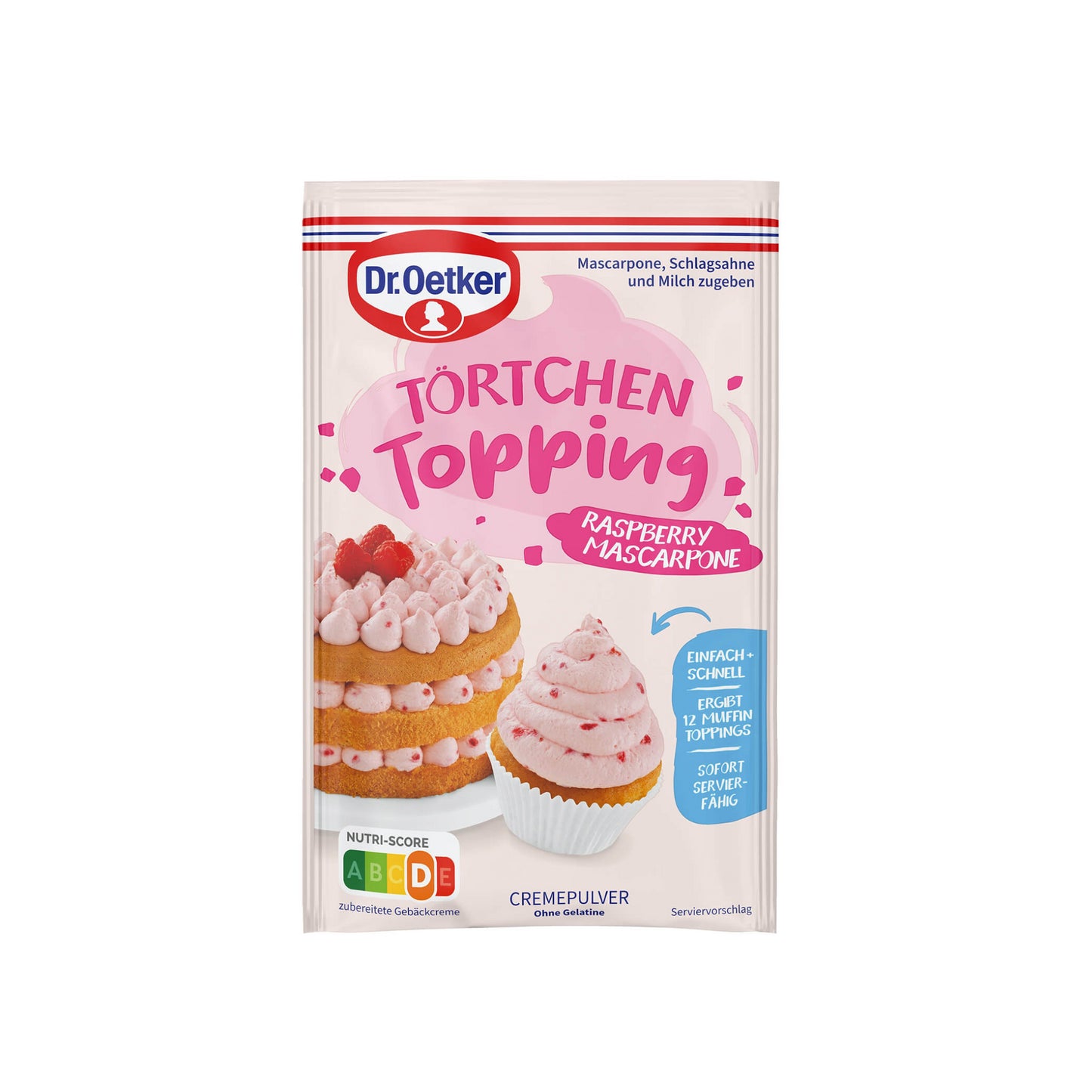 Dr.Oetker Törtchen Topping Raspberry Mascarpone für 600ml 50g