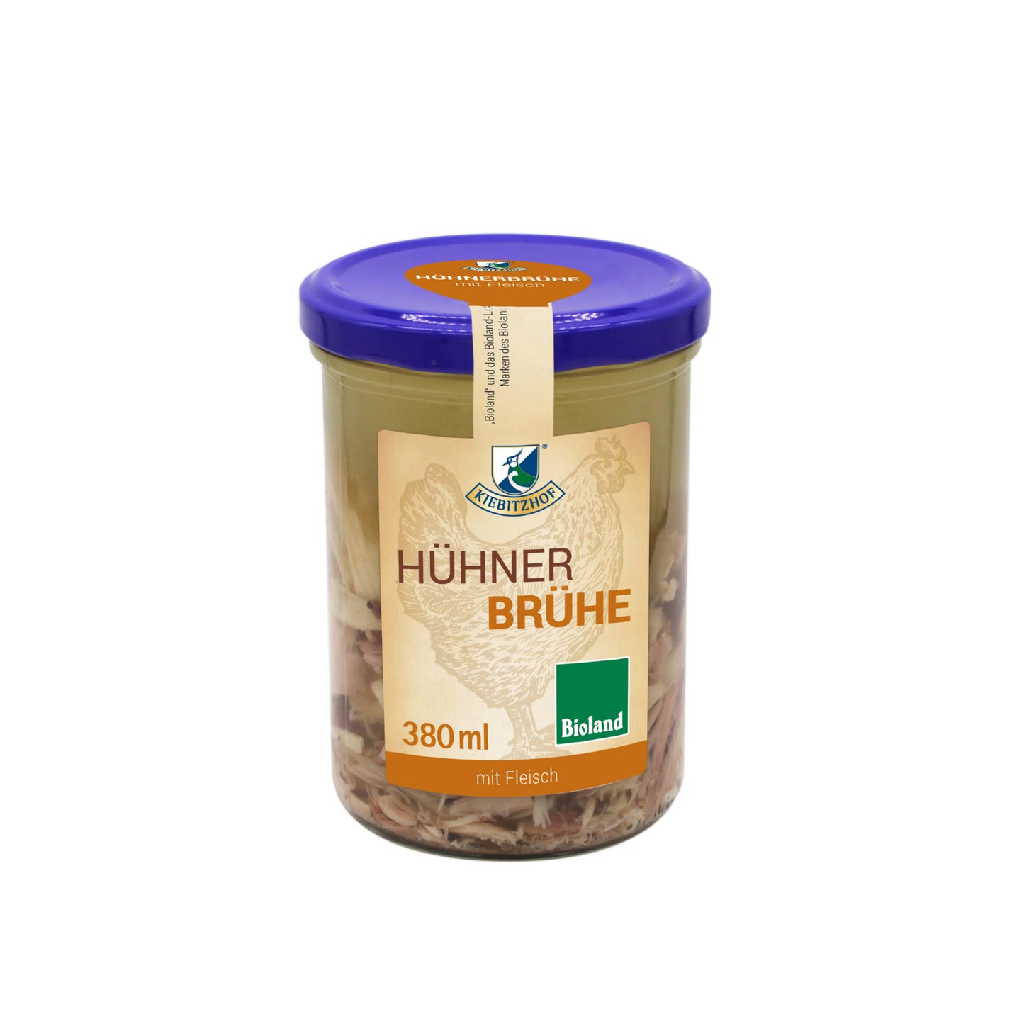 Bio Kiebitzhof Hühnerbrühe mit Fleisch 380g