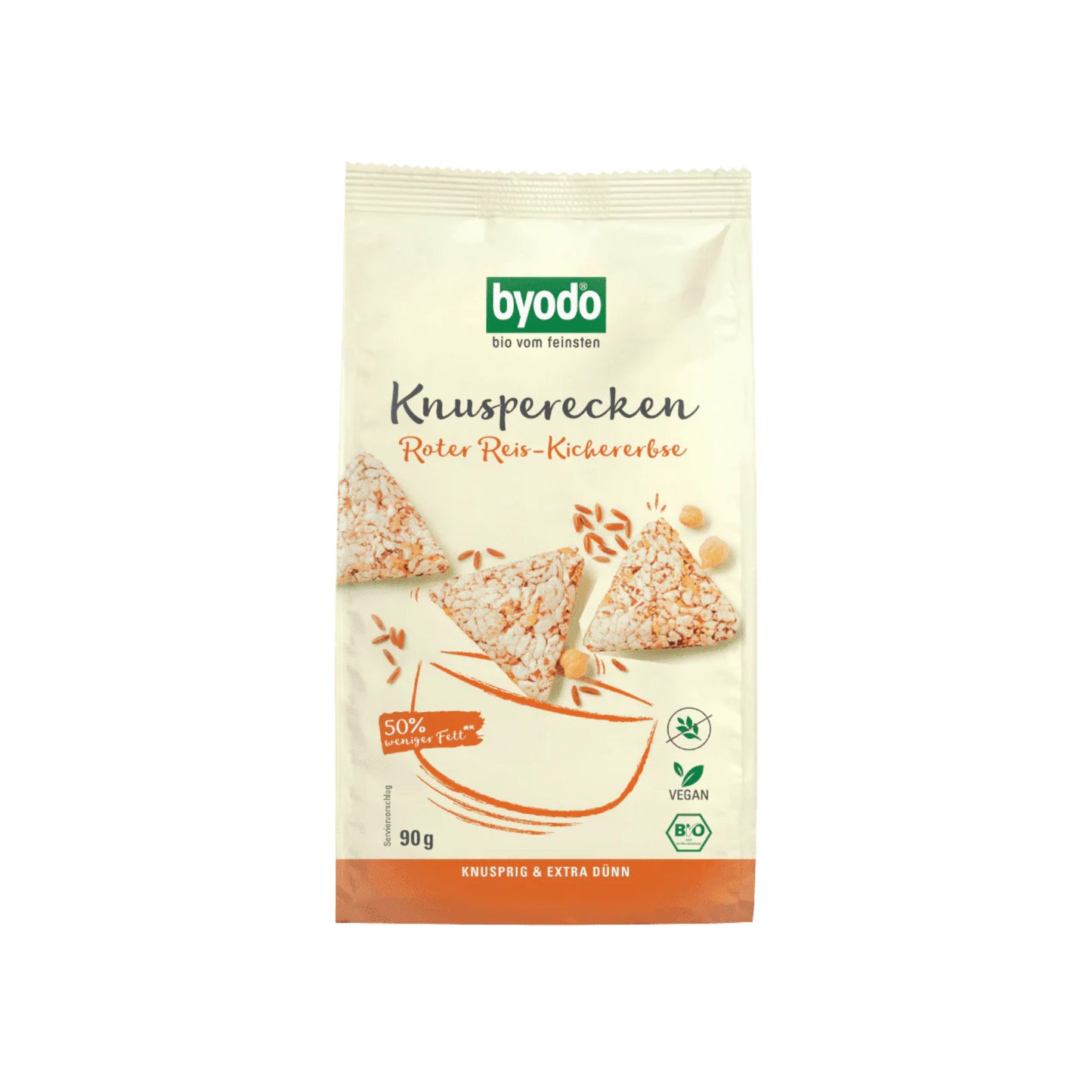 Bio Byodo Knusperecken roter Reis-Kichererbse 90g