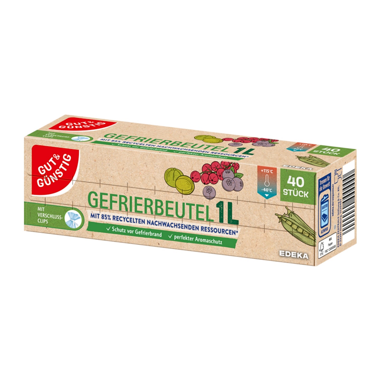 GUT&GÜNSTIG Gefrierbeutel recycelt 1l 40ST