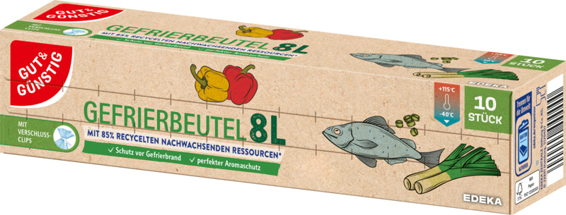 GUT&GÜNSTIG Gefrierbeutel recycelt 8l 10ST