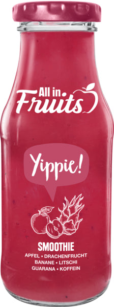 All in Fruits Smoothie Yippie Apfel Drachenfrucht Litschi Guarana 250ml