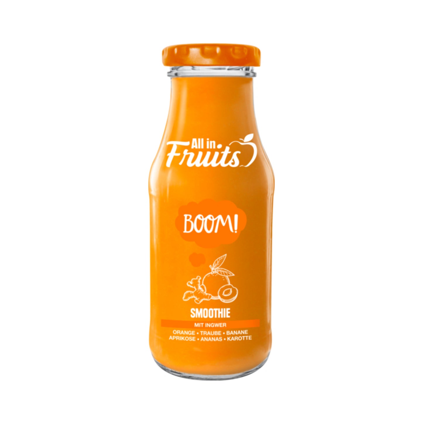All in Fruits Smoothie Boom Orange Aprikose Ananas Ingwer 250ml