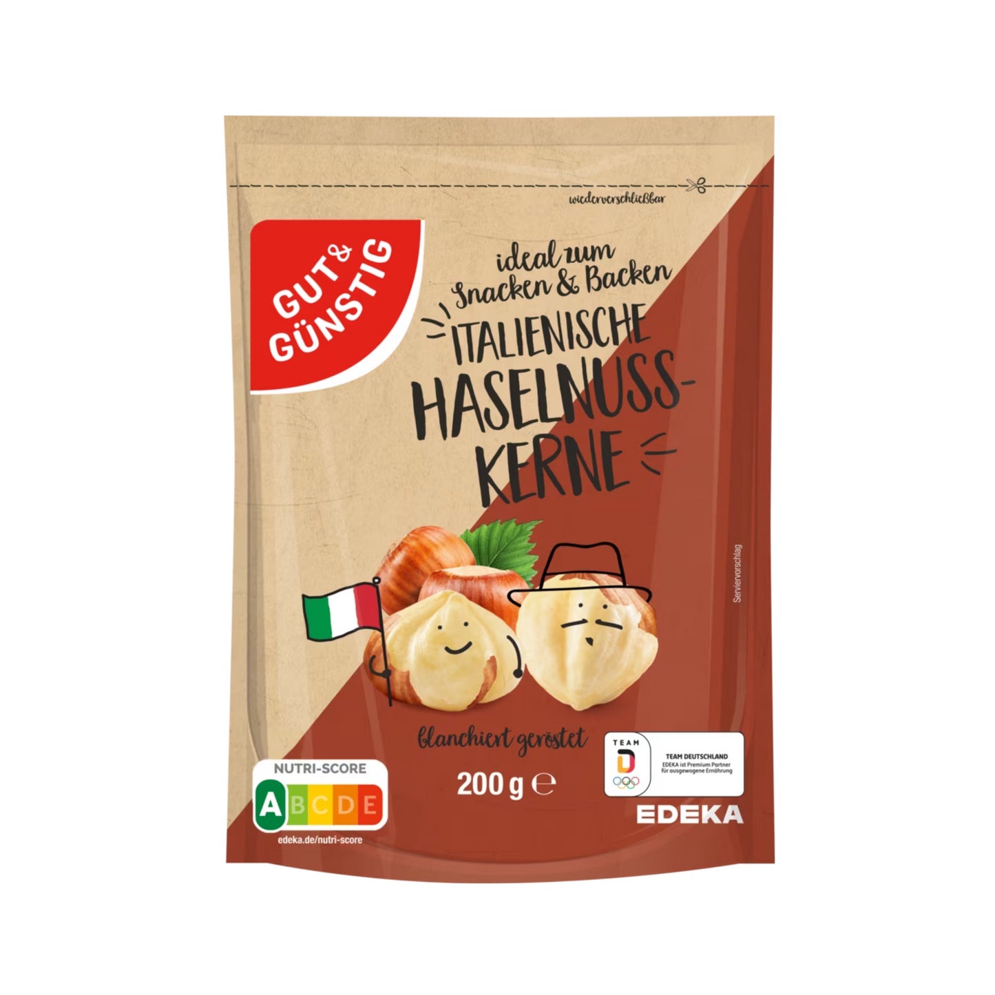 GUT&GÜNSTIG Haselnusskerne blanchiert und geröstet 200g