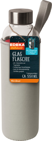 EDEKA zuhause Glasflasche neon coral/grau 550ml