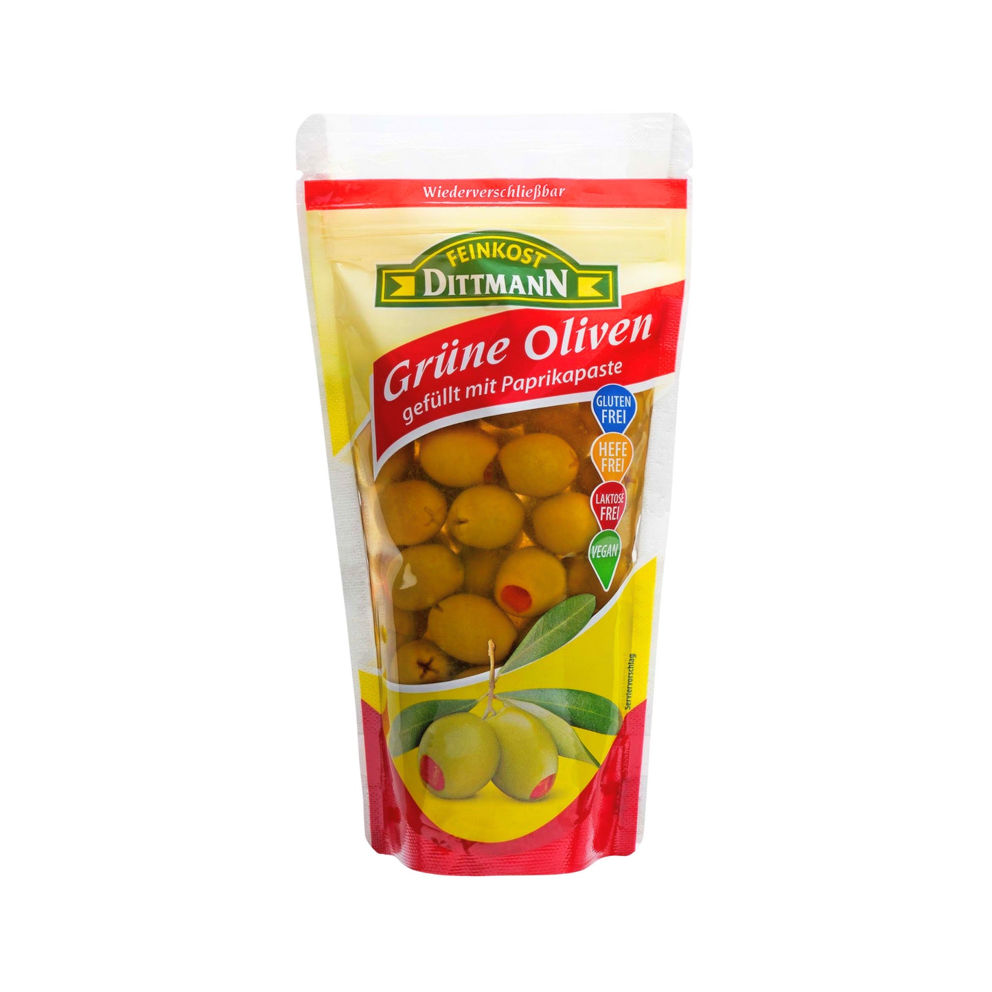Feinkost Dittmann Oliven gefüllt mit Paprika Paste 270g