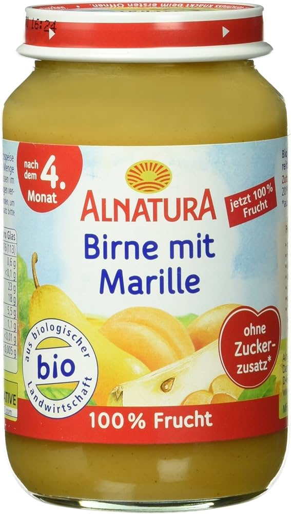 Bio Alnatura Birne mit Marille nach dem 4. Monat 190g