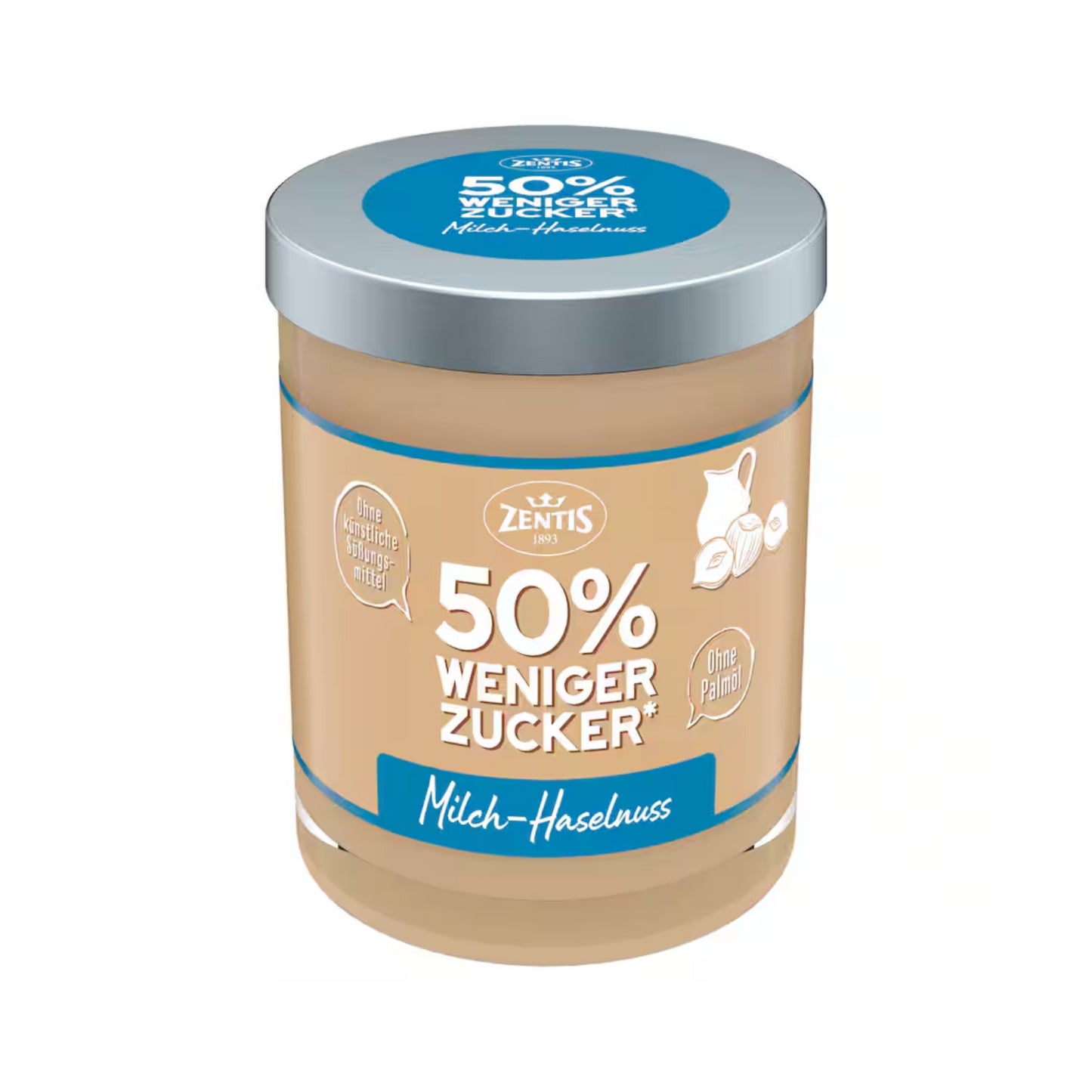 Zentis 50% weniger Zucker Haselnuss-Milch-Creme 200g