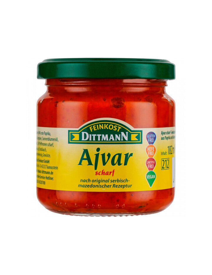 Feinkost Dittmann Ajvar geröstet rot scharf 182ml