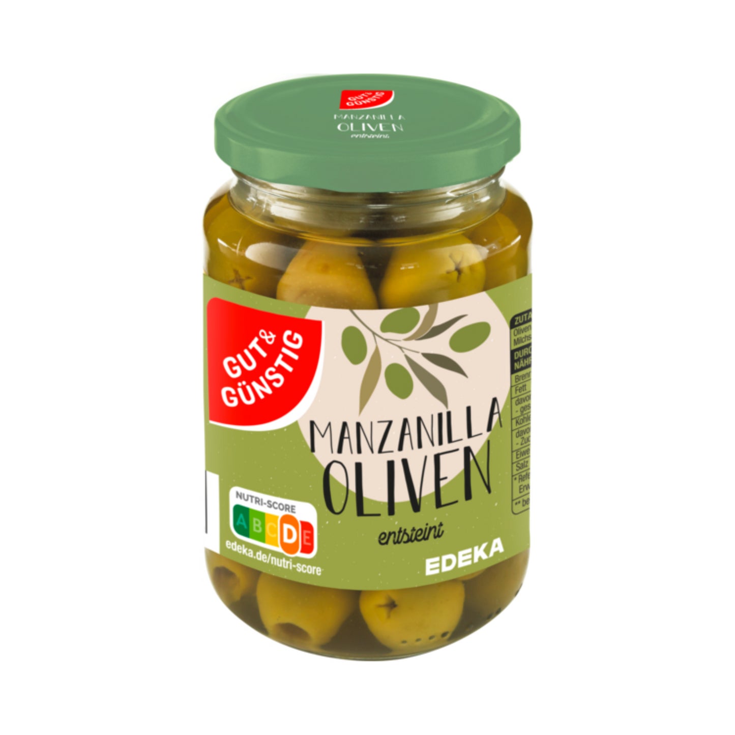 GUT&GÜNSTIG Oliven grün entsteint 340g