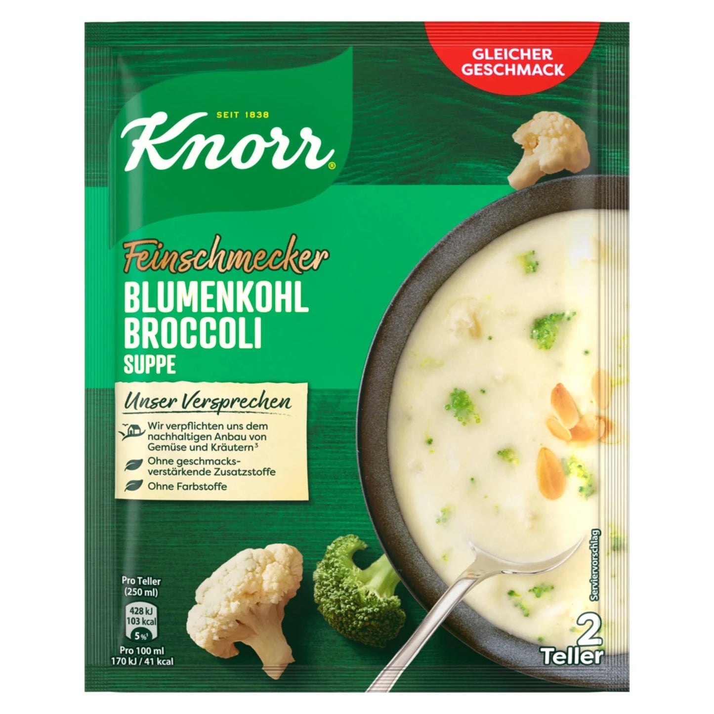 Knorr Feinschmecker Blumenkohl Broccoli Suppe für 500ml 48g